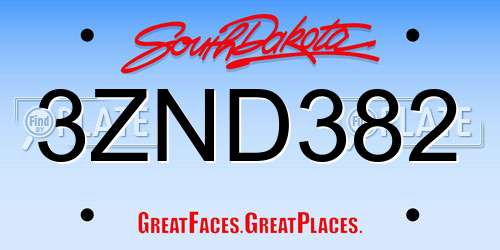 3ZND382 South Dakota License Plate