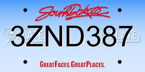 3ZND387 South Dakota License Plate