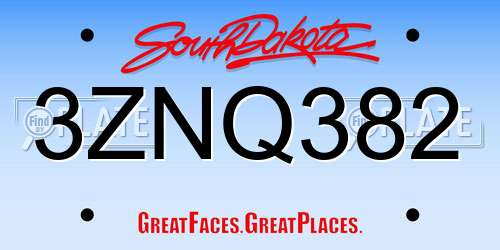 3ZNQ382 South Dakota License Plate