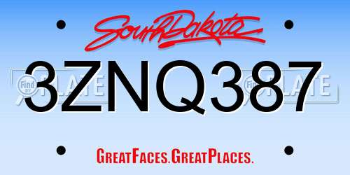 3ZNQ387 South Dakota License Plate