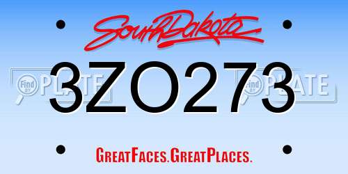 3ZO273 South Dakota License Plate