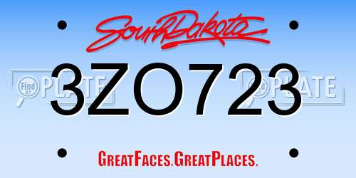 3ZO723 South Dakota License Plate