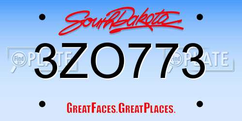 3ZO773 South Dakota License Plate