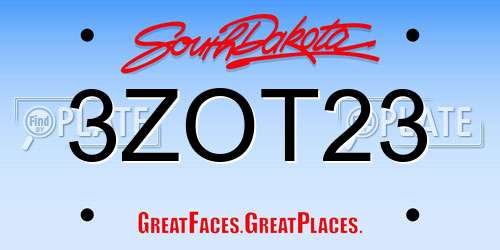 3ZOT23 South Dakota License Plate