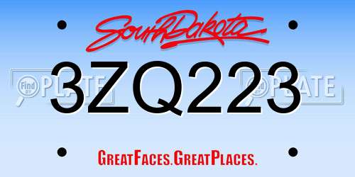 3ZQ223 South Dakota License Plate