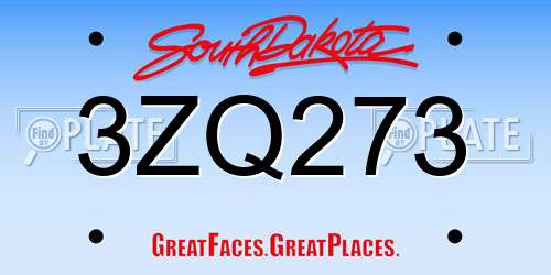 3ZQ273 South Dakota License Plate