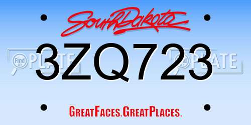 3ZQ723 South Dakota License Plate