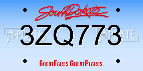 3ZQ773 South Dakota License Plate