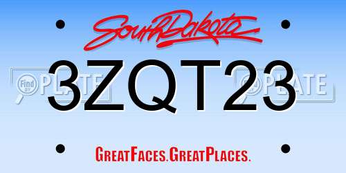 3ZQT23 South Dakota License Plate