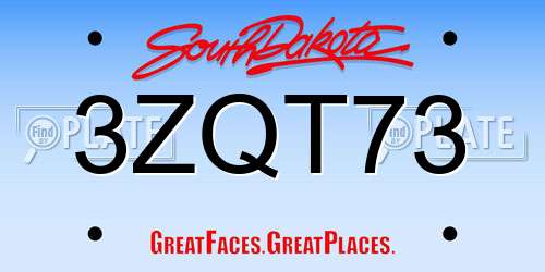 3ZQT73 South Dakota License Plate