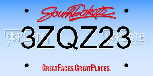 3ZQZ23 South Dakota License Plate