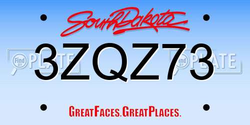 3ZQZ73 South Dakota License Plate