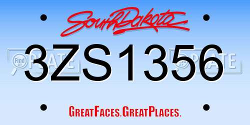 3ZS1356 South Dakota License Plate