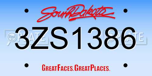 3ZS1386 South Dakota License Plate