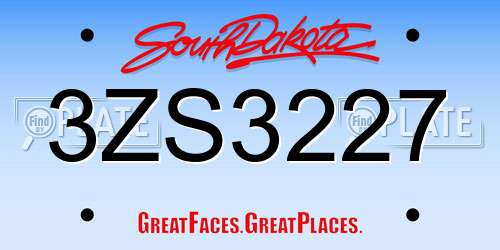 3ZS3227 South Dakota License Plate