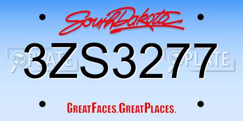 3ZS3277 South Dakota License Plate