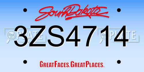 3ZS4714 South Dakota License Plate