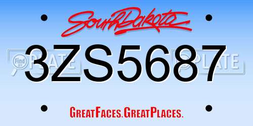 3ZS5687 South Dakota License Plate