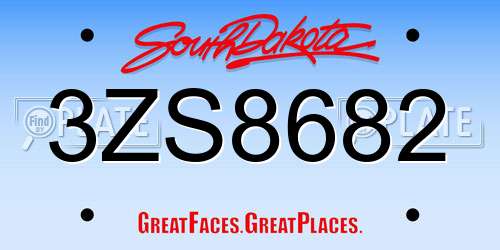 3ZS8682 South Dakota License Plate