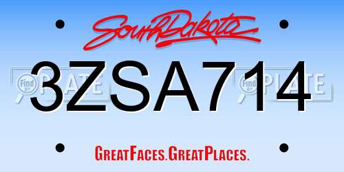 3ZSA714 South Dakota License Plate
