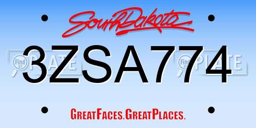 3ZSA774 South Dakota License Plate