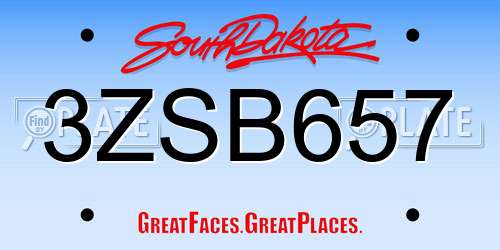 3ZSB657 South Dakota License Plate