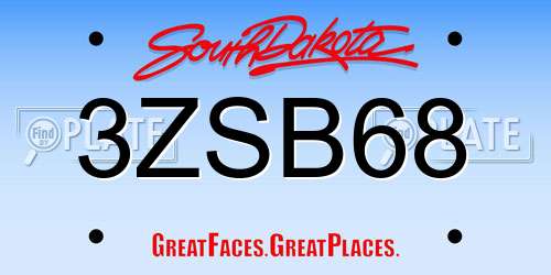 3ZSB68 South Dakota License Plate