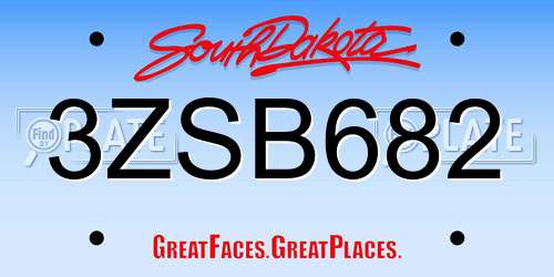 3ZSB682 South Dakota License Plate