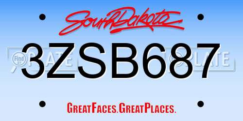 3ZSB687 South Dakota License Plate