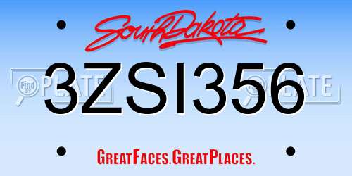 3ZSI356 South Dakota License Plate