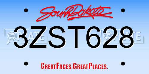 3ZST628 South Dakota License Plate