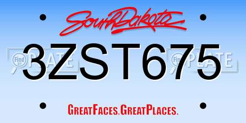 3ZST675 South Dakota License Plate