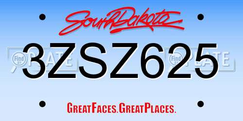 3ZSZ625 South Dakota License Plate