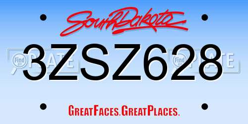 3ZSZ628 South Dakota License Plate