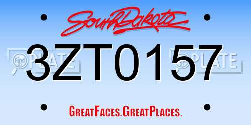 3ZT0157 South Dakota License Plate