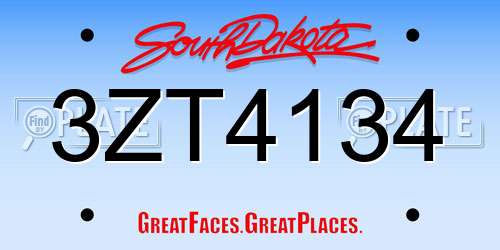 3ZT4134 South Dakota License Plate