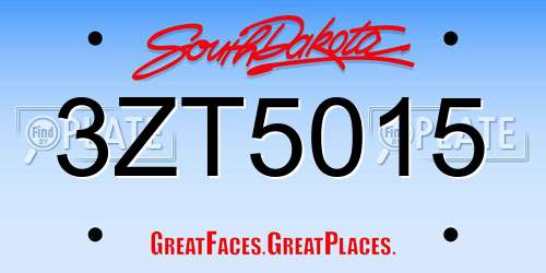 3ZT5015 South Dakota License Plate