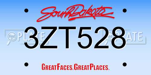 3ZT528 South Dakota License Plate