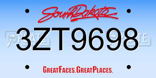 3ZT9698 South Dakota License Plate