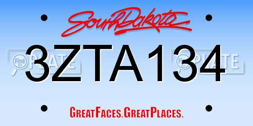3ZTA134 South Dakota License Plate