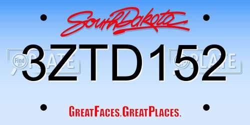 3ZTD152 South Dakota License Plate