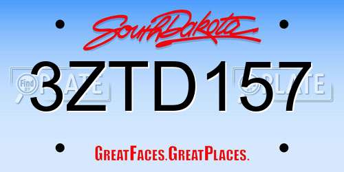 3ZTD157 South Dakota License Plate