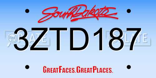 3ZTD187 South Dakota License Plate