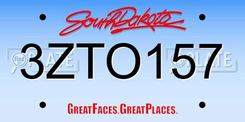 3ZTO157 South Dakota License Plate