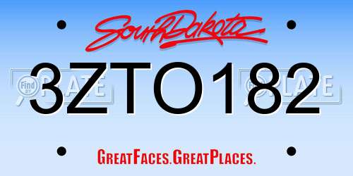 3ZTO182 South Dakota License Plate