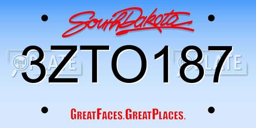 3ZTO187 South Dakota License Plate