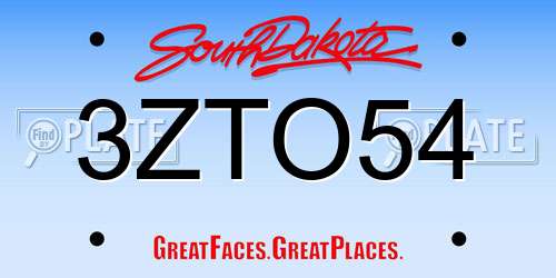 3ZTO54 South Dakota License Plate