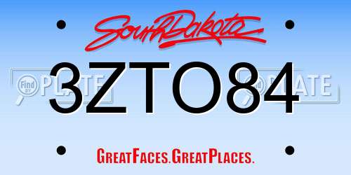 3ZTO84 South Dakota License Plate