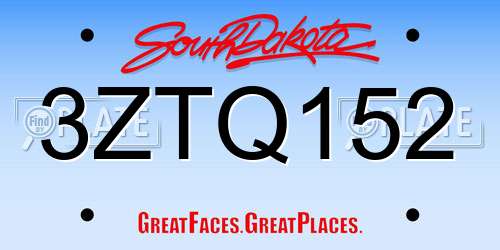 3ZTQ152 South Dakota License Plate