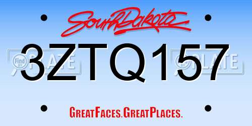 3ZTQ157 South Dakota License Plate